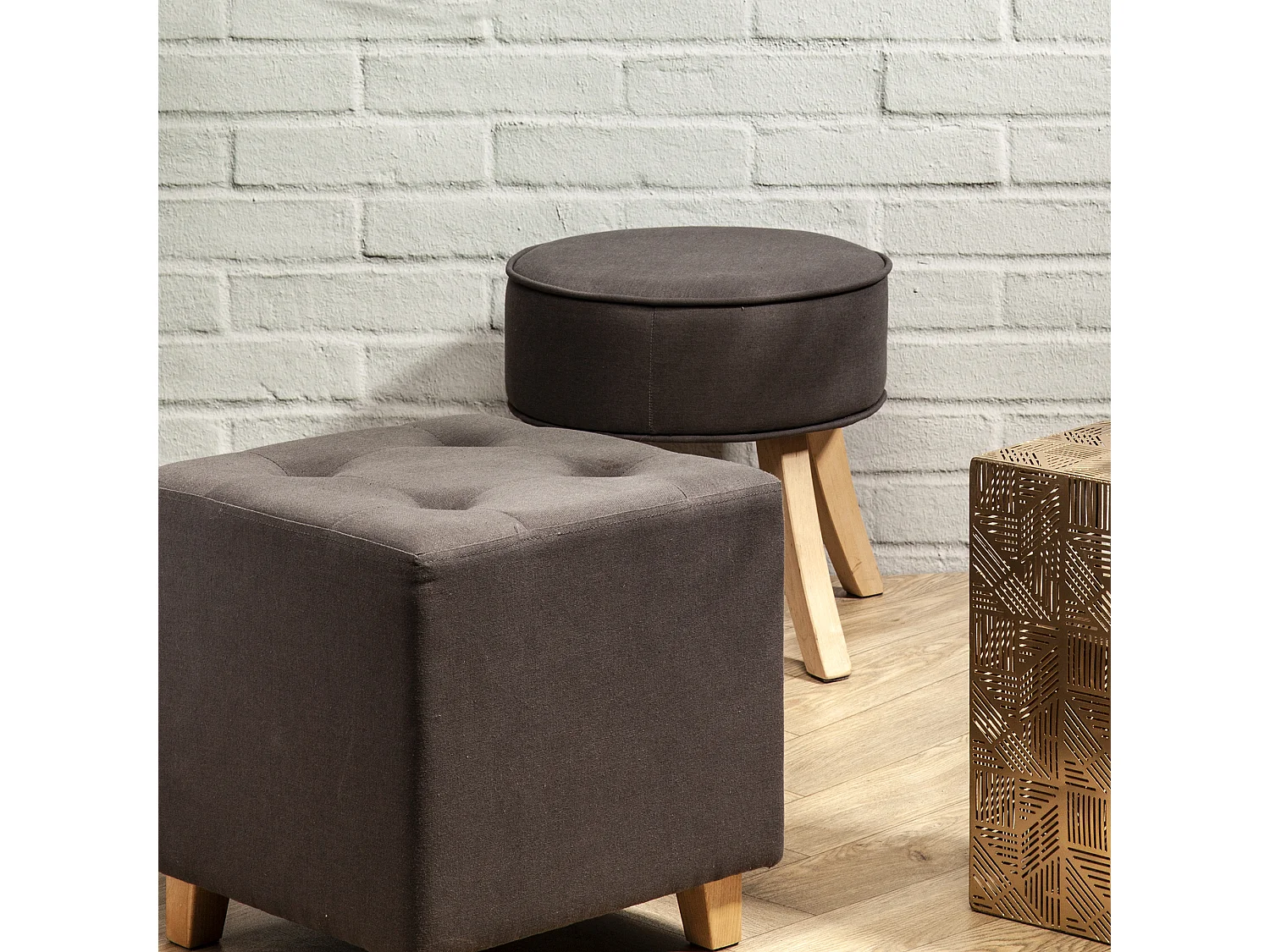 Tabouret Romeo Gris - Lot De 2 Gris