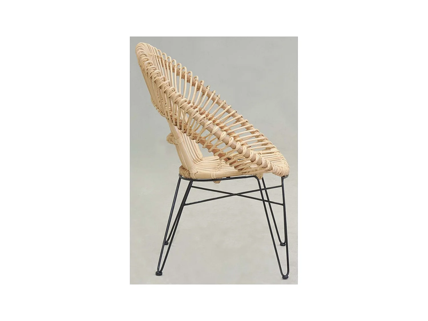 Fauteuil soleil en rotin naturel et métal