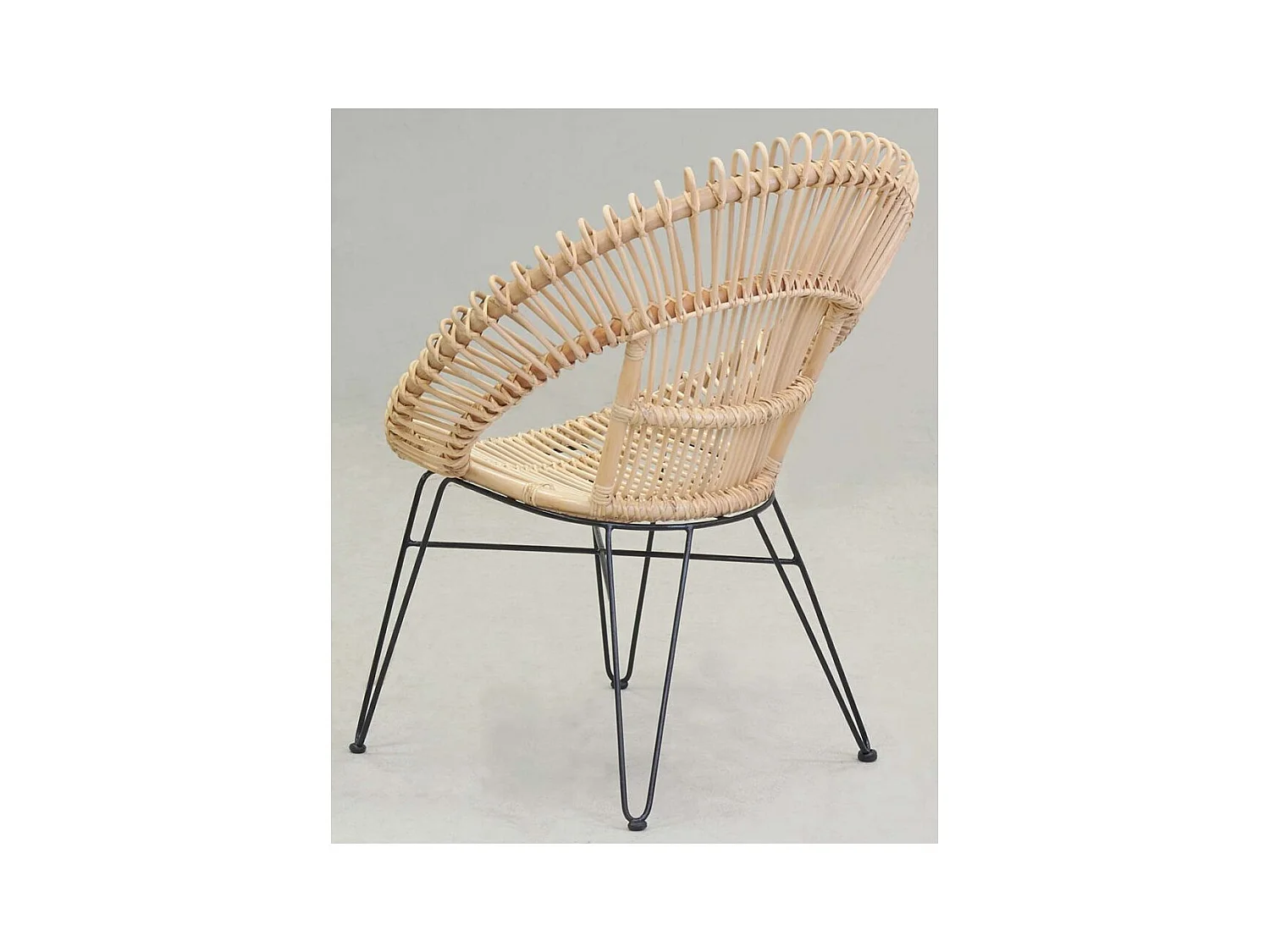 Fauteuil soleil en rotin naturel et métal