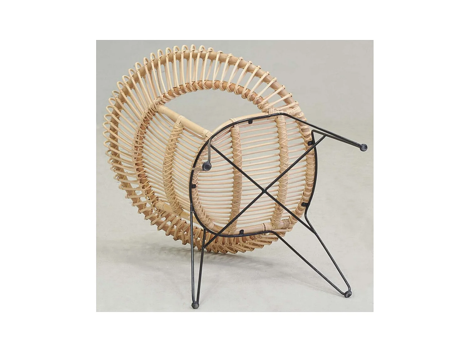 Fauteuil soleil en rotin naturel et métal