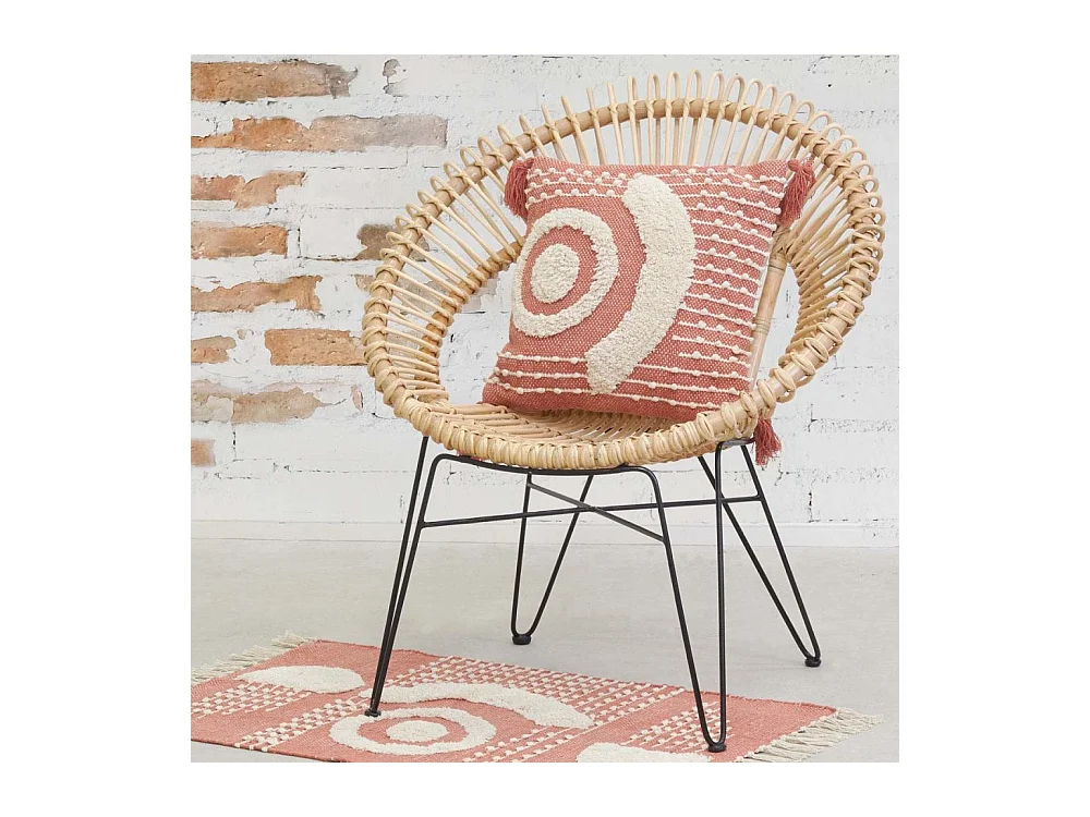 Fauteuil soleil en rotin naturel et métal