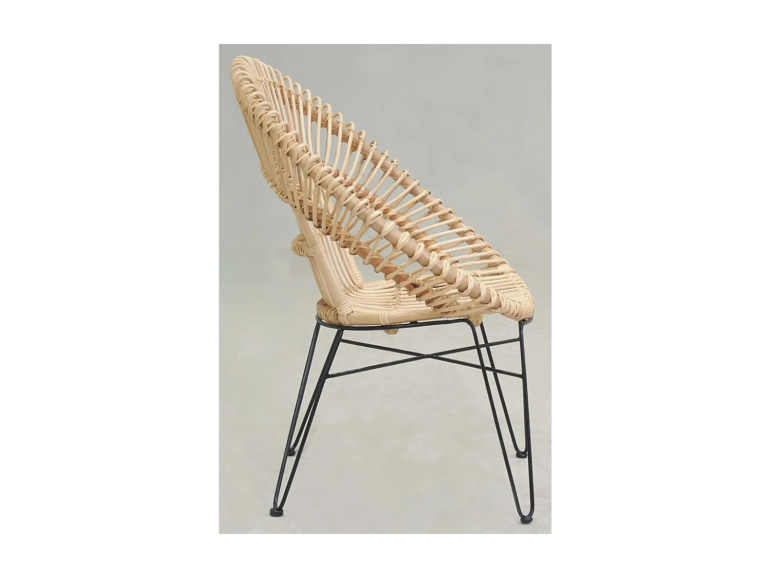 Fauteuil soleil en rotin naturel et métal