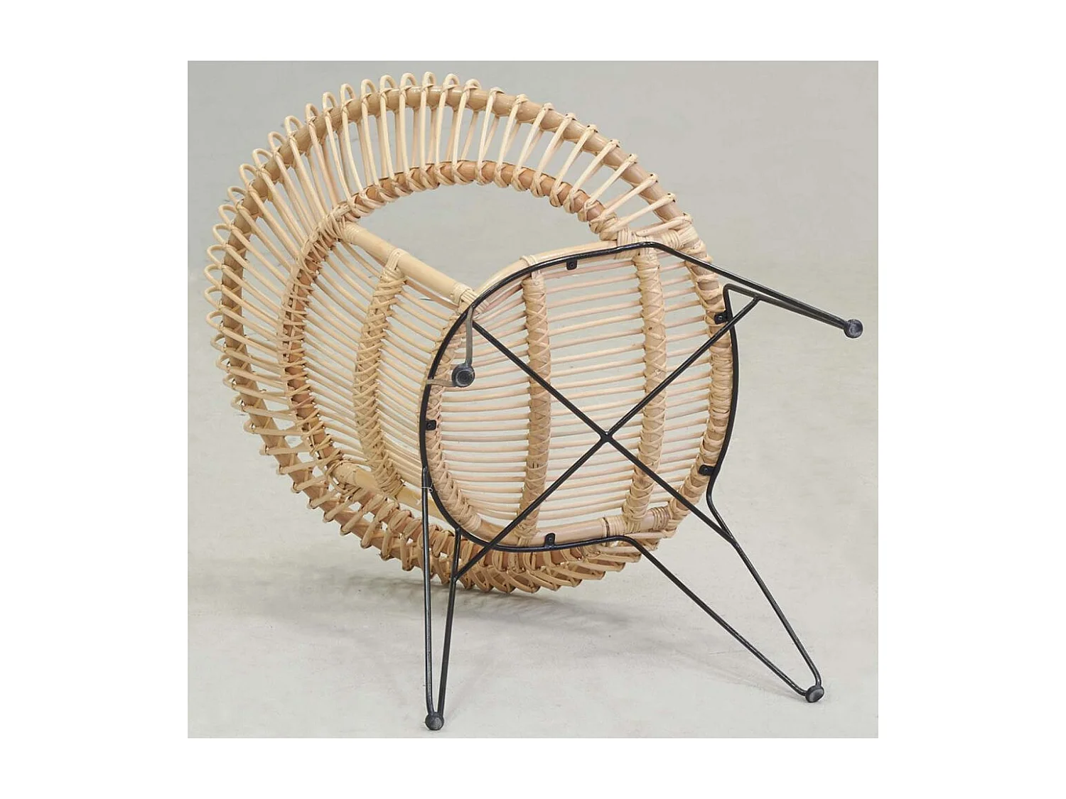 Fauteuil soleil en rotin naturel et métal