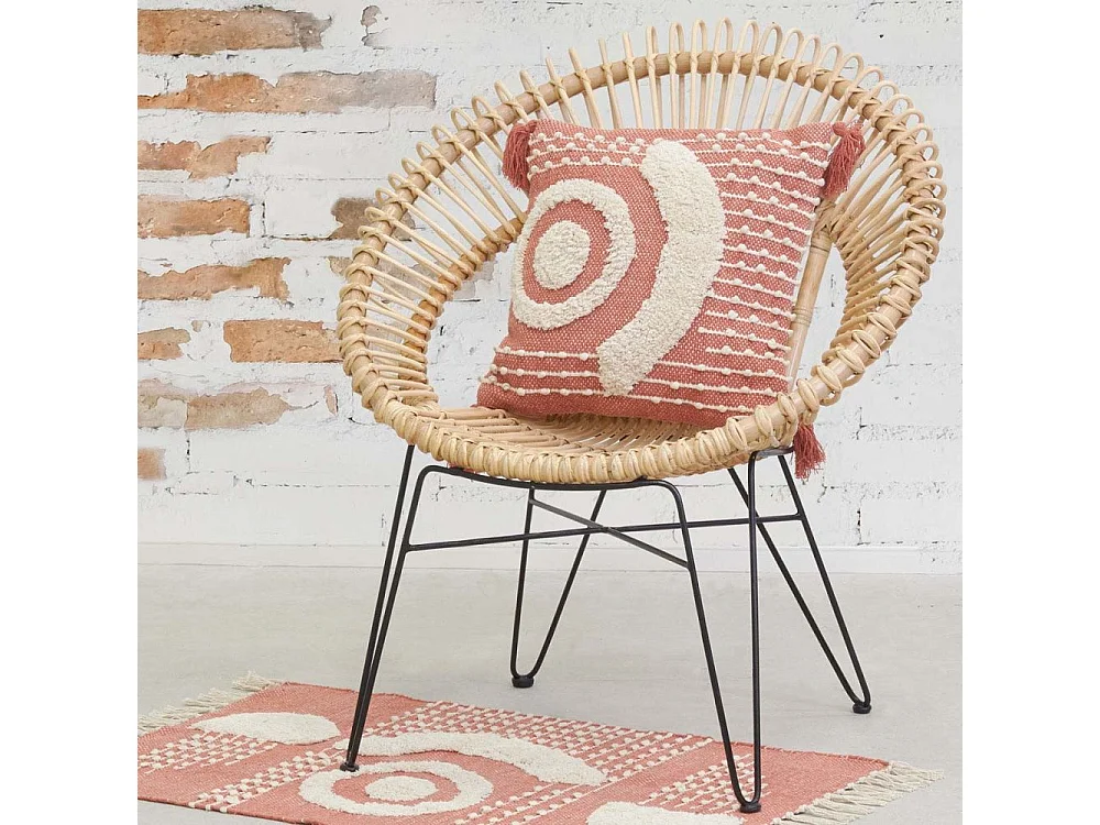 Fauteuil soleil en rotin naturel et métal