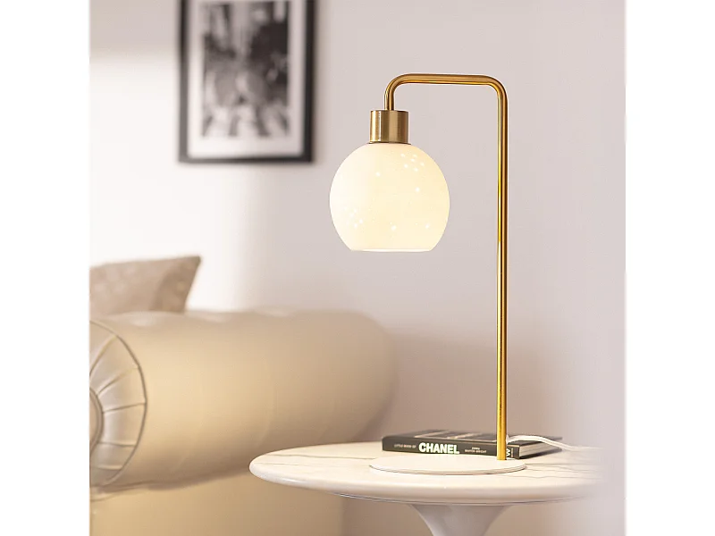 Lampada da Tavolo Metallo e Ceramica Juncadella Bianco