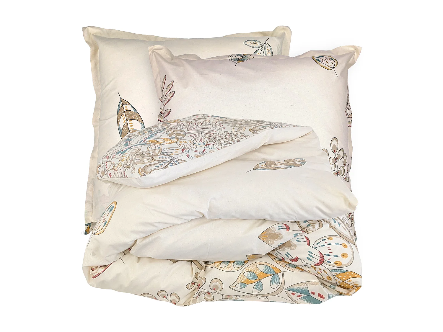 Parure de lit 240x220 cm coton OKY écru Naturel 3 pièces