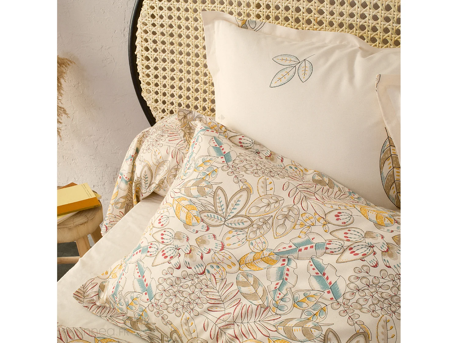 Parure de lit 200x200 cm coton OKY écru Naturel 3 pièces