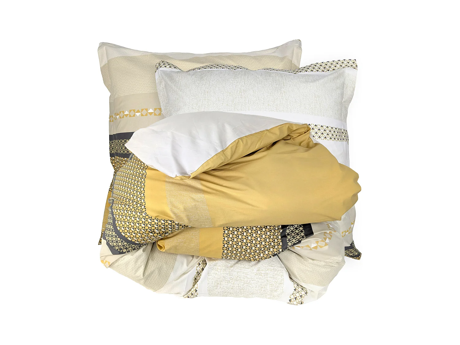 Parure de lit 240x220 cm 65x65 cm percale coton MARLOW Miel 3 pièces