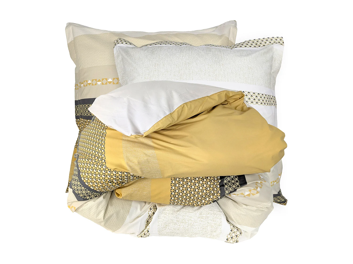 Parure de lit 240x220 cm 65x65 cm percale coton MARLOW Miel 3 pièces