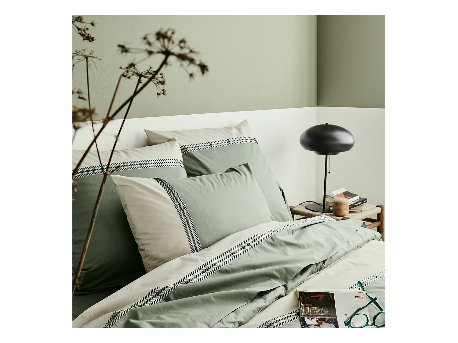 Taie d'oreiller 50x70 cm percale coton NOA vert Kaki