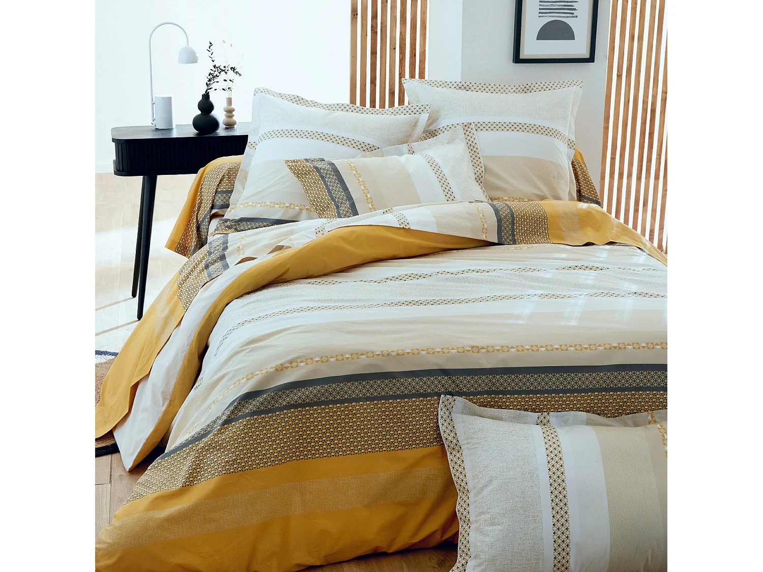 Housse de couette 200x200 cm percale coton MARLOW Miel