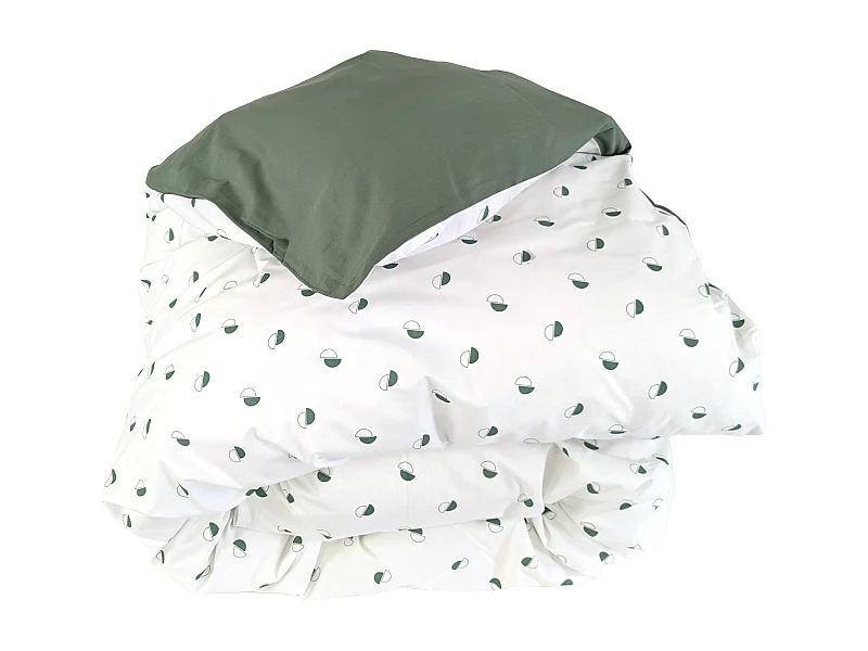 Housse de couette 140x200 cm percale coton ALEX vert Kaki