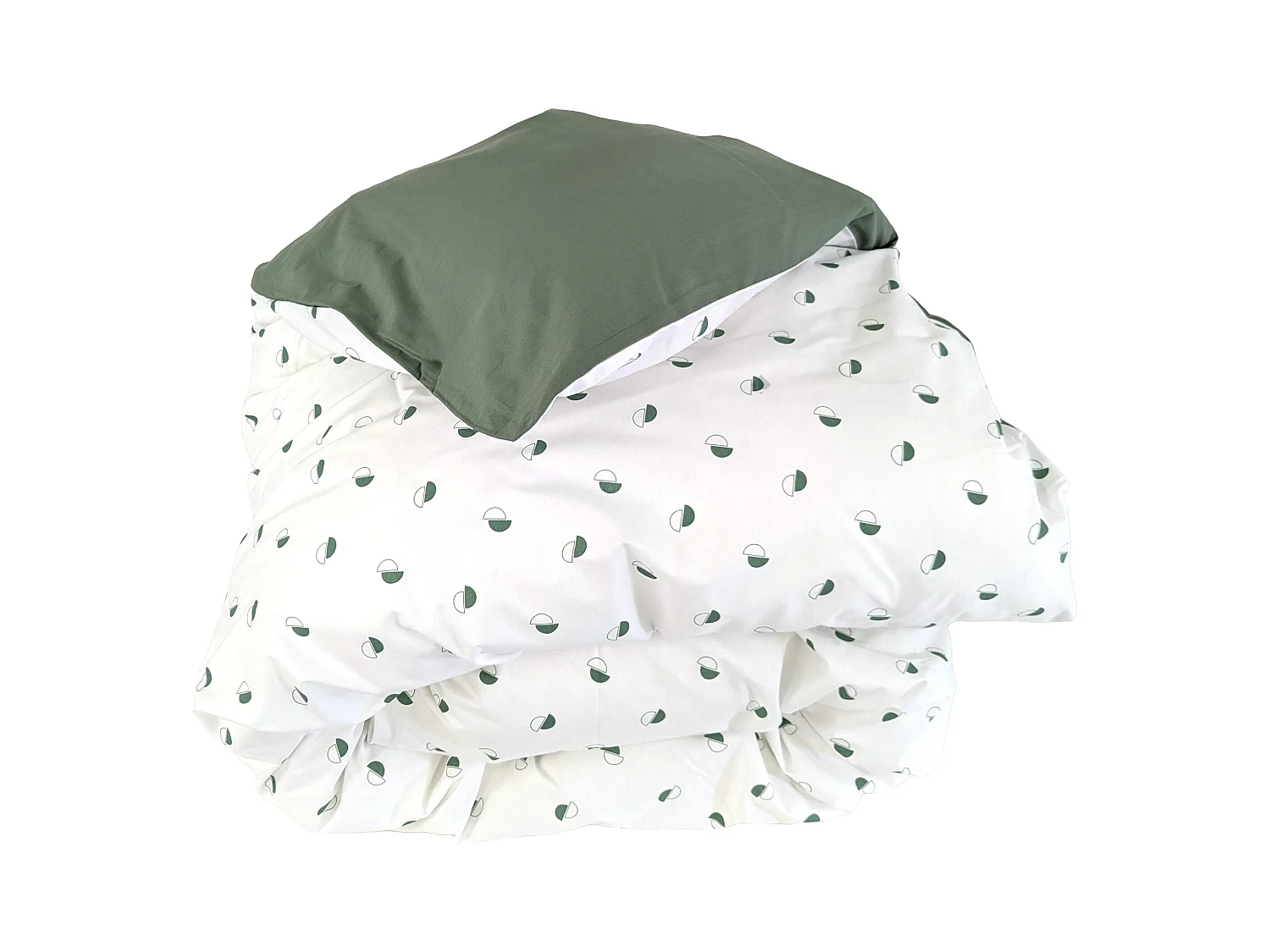 Housse de couette 260x240 cm percale coton ALEX vert Kaki