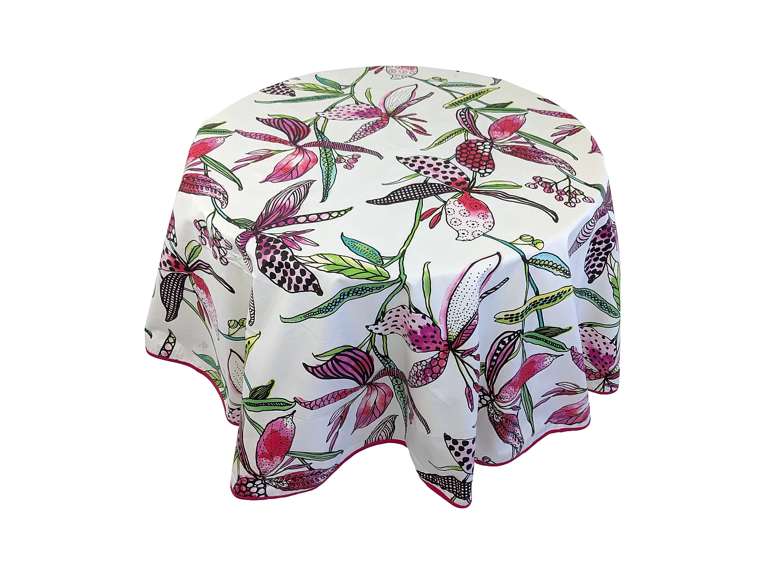 Nappe ronde 170 cm PARADIS Rose coton + enduction acrylique