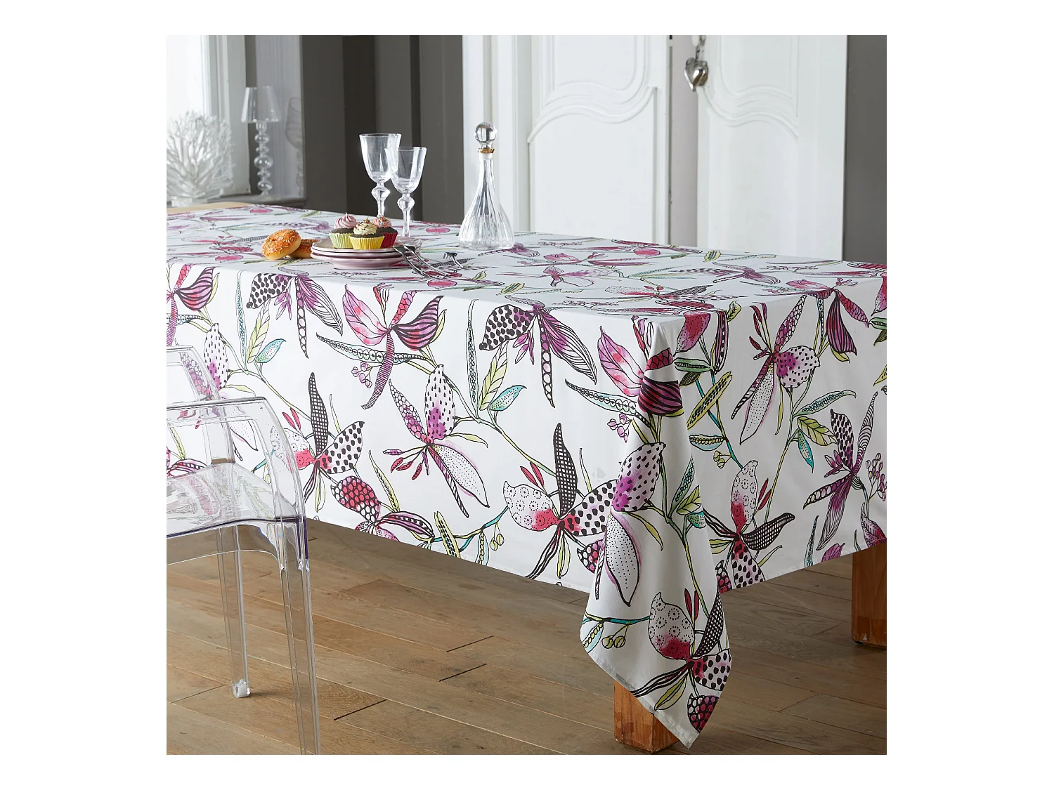 Nappe ovale 170x240 cm PARADIS Rose coton + enduction acrylique