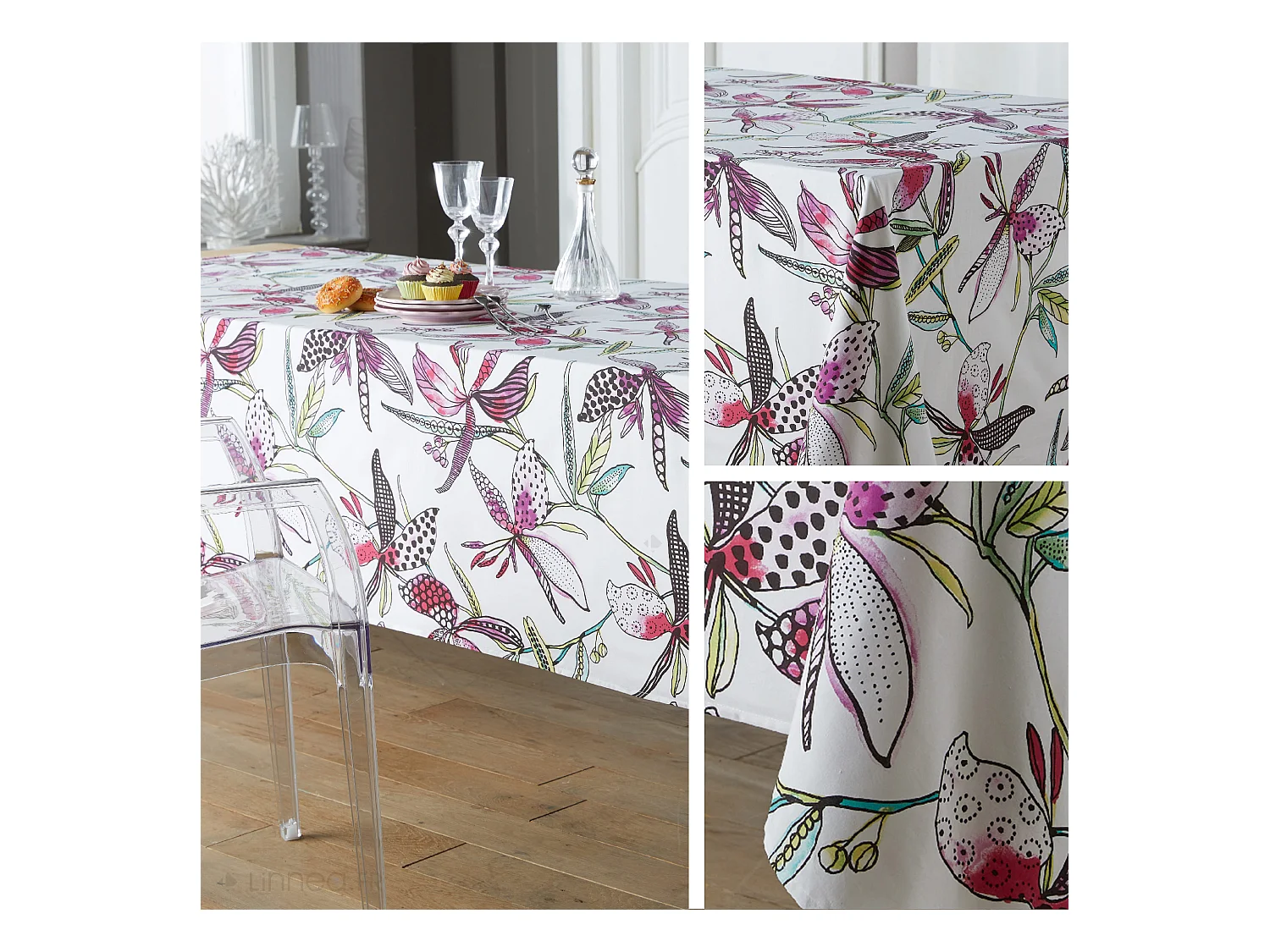 Nappe ovale 170x240 cm PARADIS Rose coton + enduction acrylique