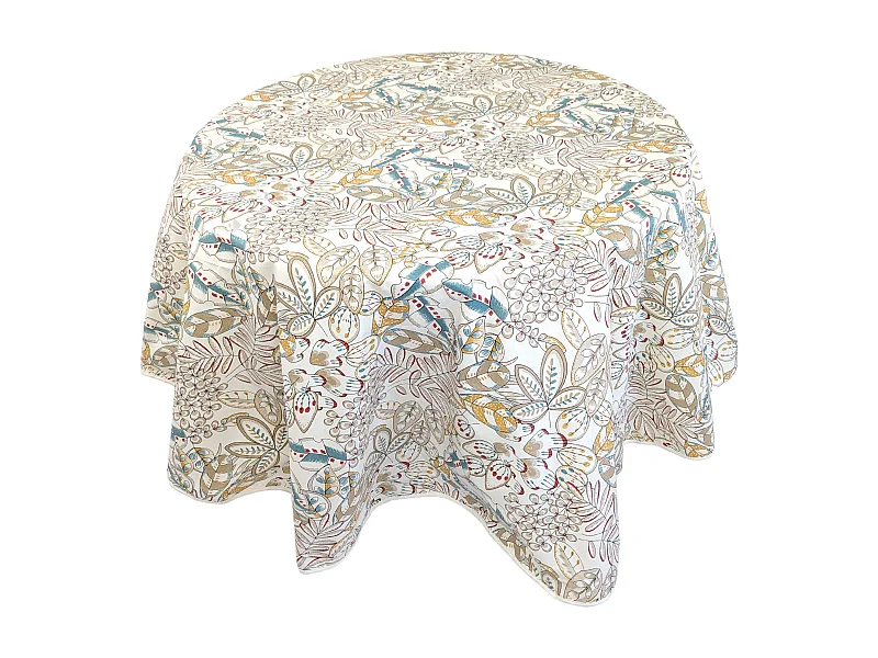 Nappe ronde 170 cm KIM écru Naturel coton + enduction acrylique
