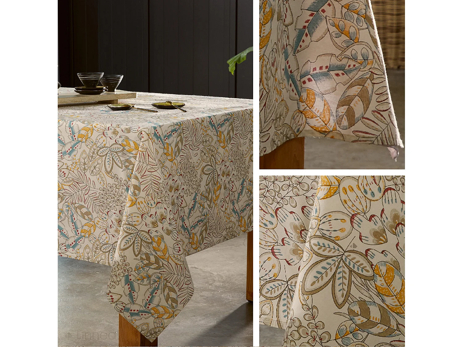 Nappe ronde 170 cm KIM écru Naturel coton + enduction acrylique