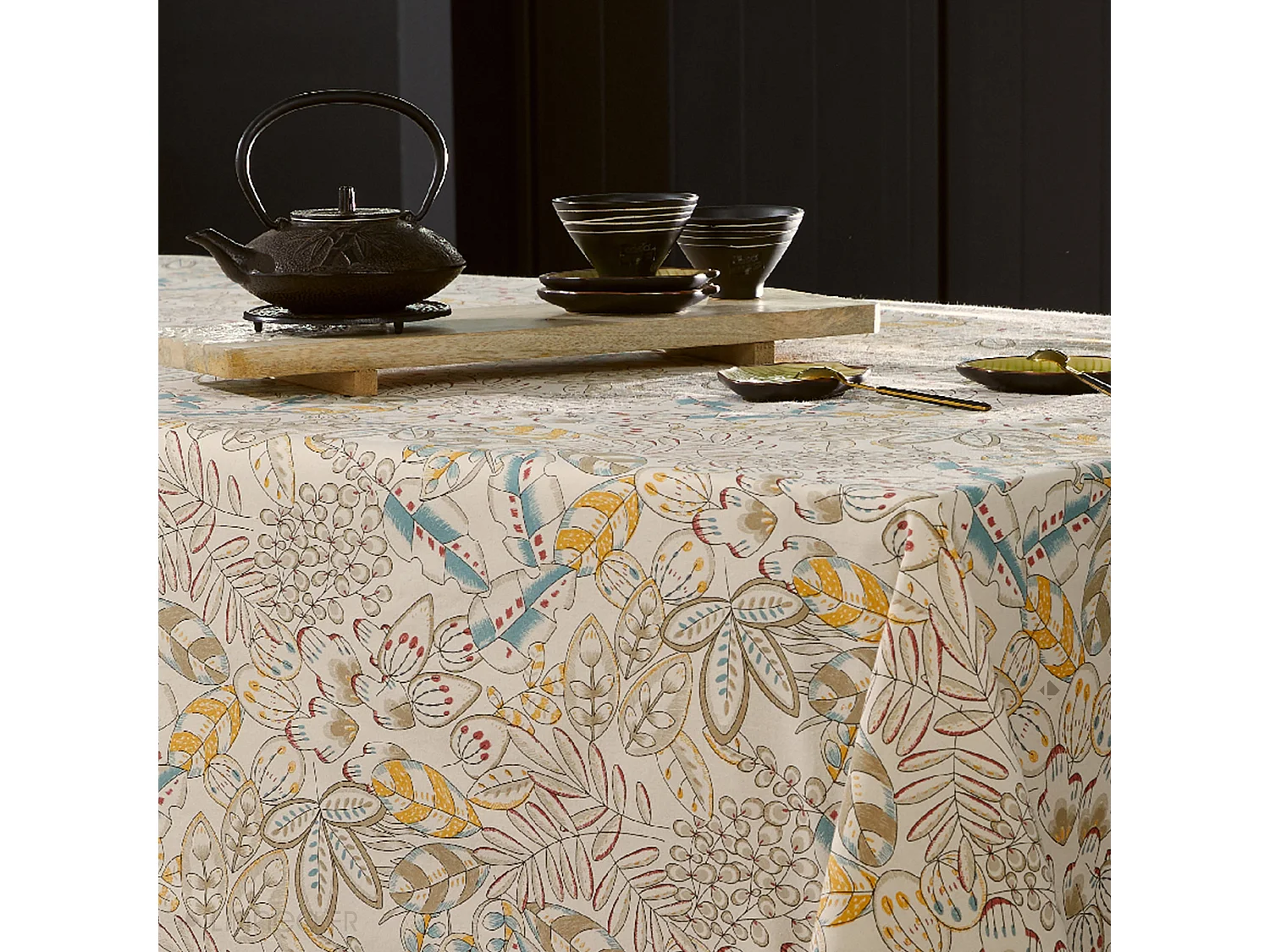 Nappe ronde 170 cm KIM écru Naturel coton + enduction acrylique