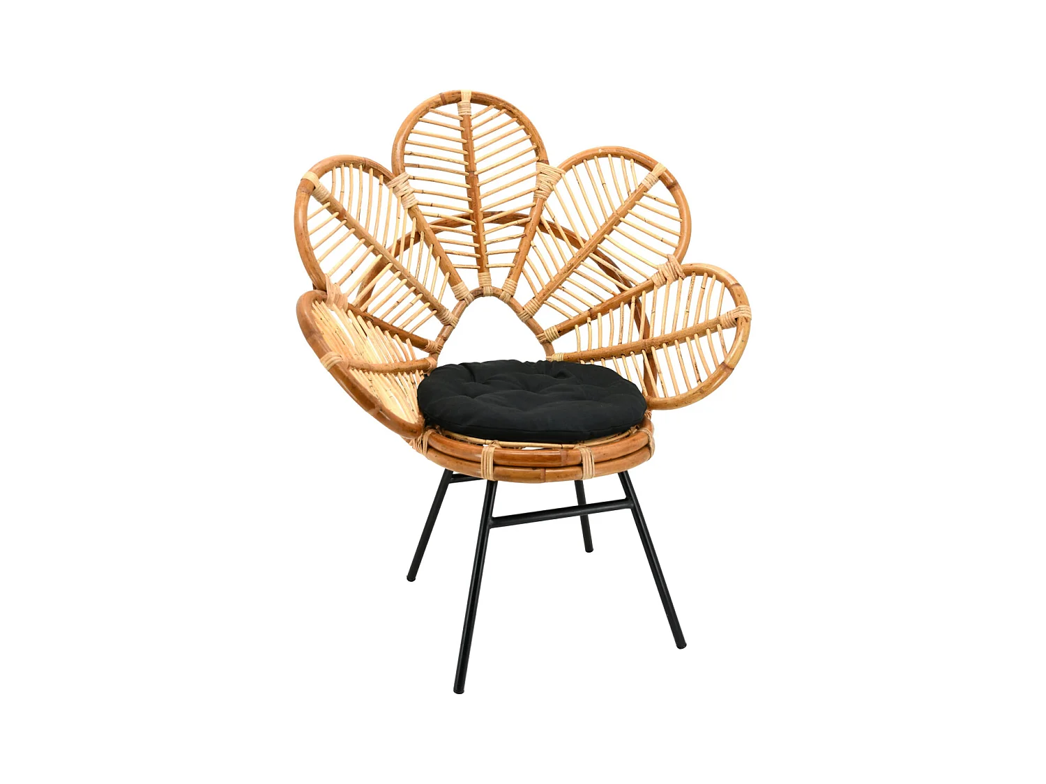 Fauteuil en rotin naturel et métal Bianca
