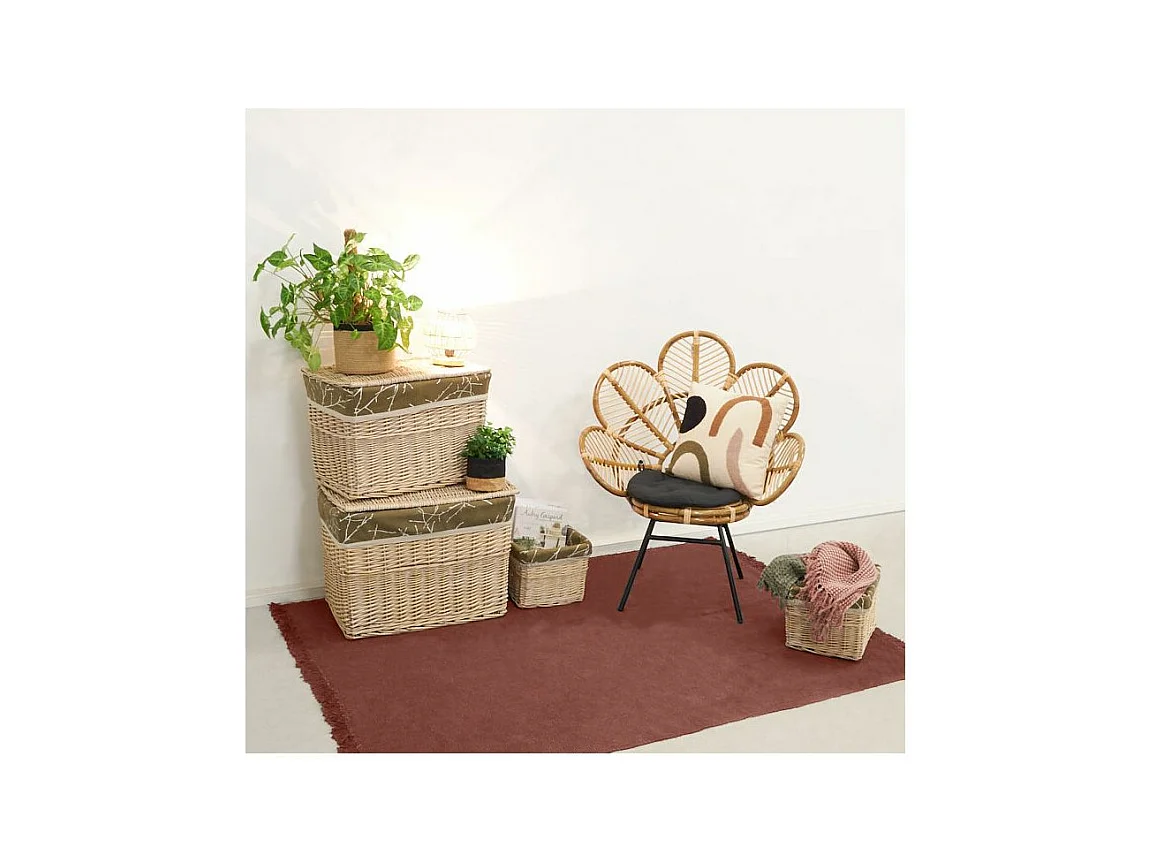 Fauteuil en rotin naturel et métal Bianca