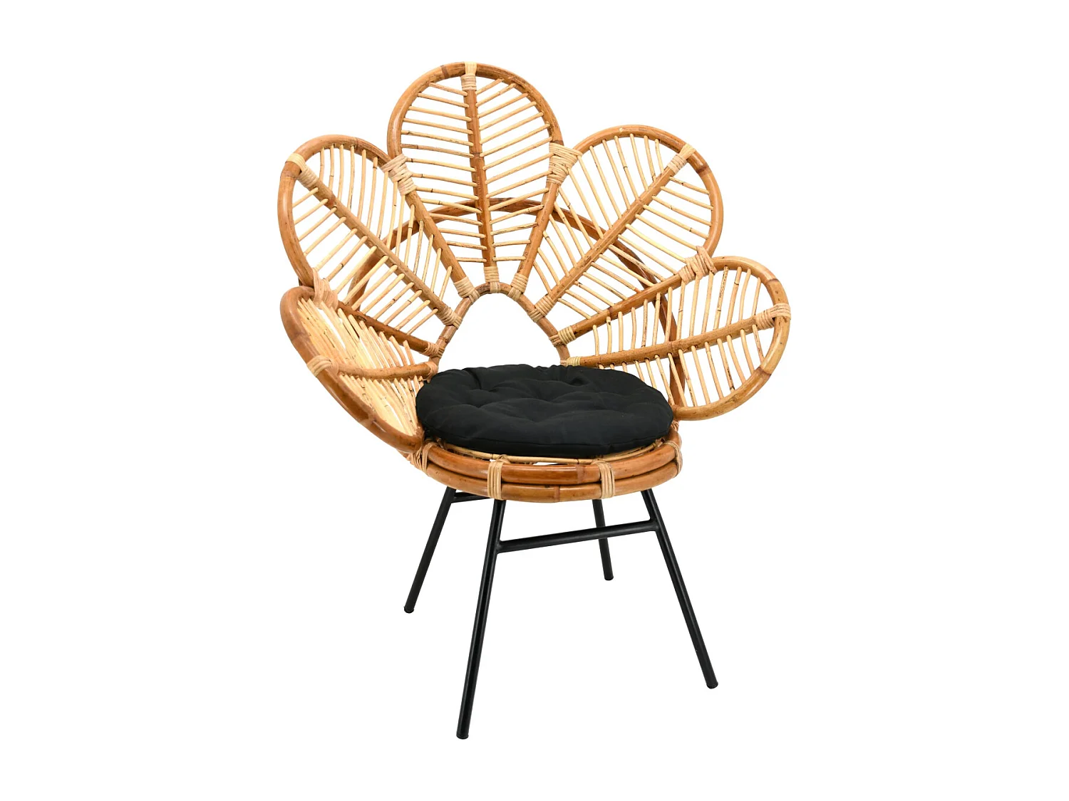 Fauteuil en rotin naturel et métal Bianca