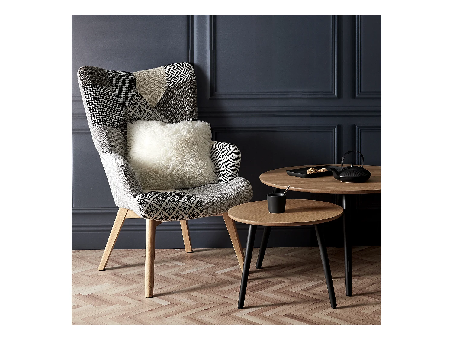 Fauteuil Helsinki Patchwork Gris Gris