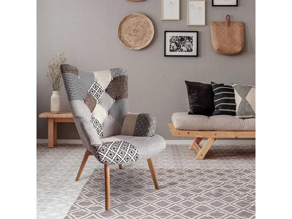 Fauteuil Helsinki Patchwork Gris Gris