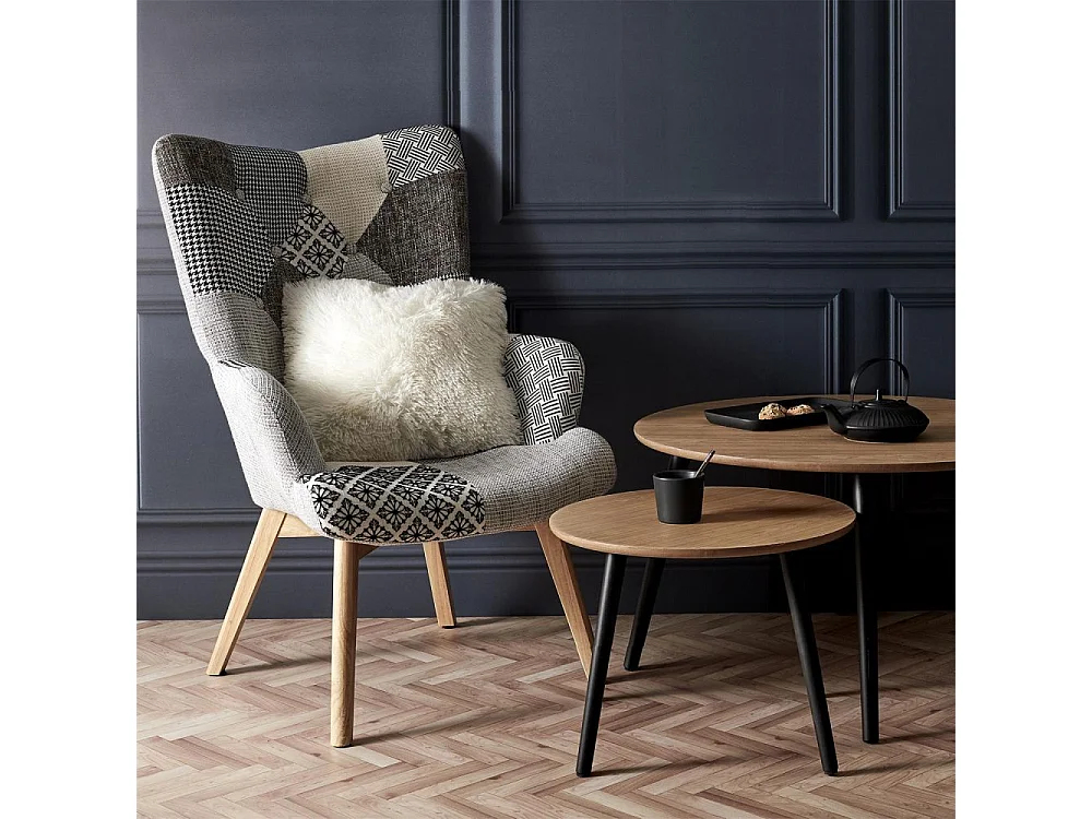 Fauteuil Helsinki Patchwork Gris Gris