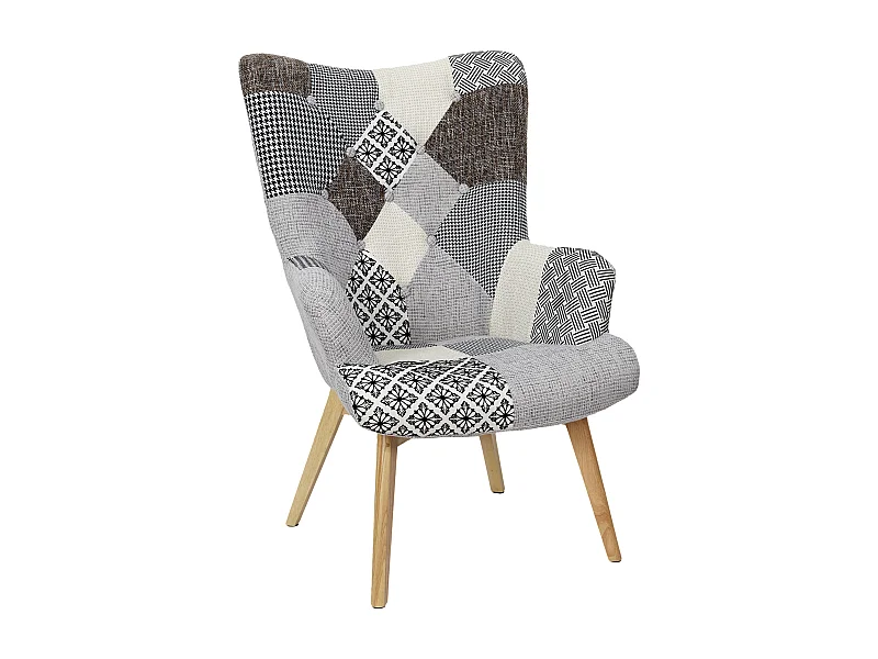 Fauteuil Helsinki Patchwork Gris Gris
