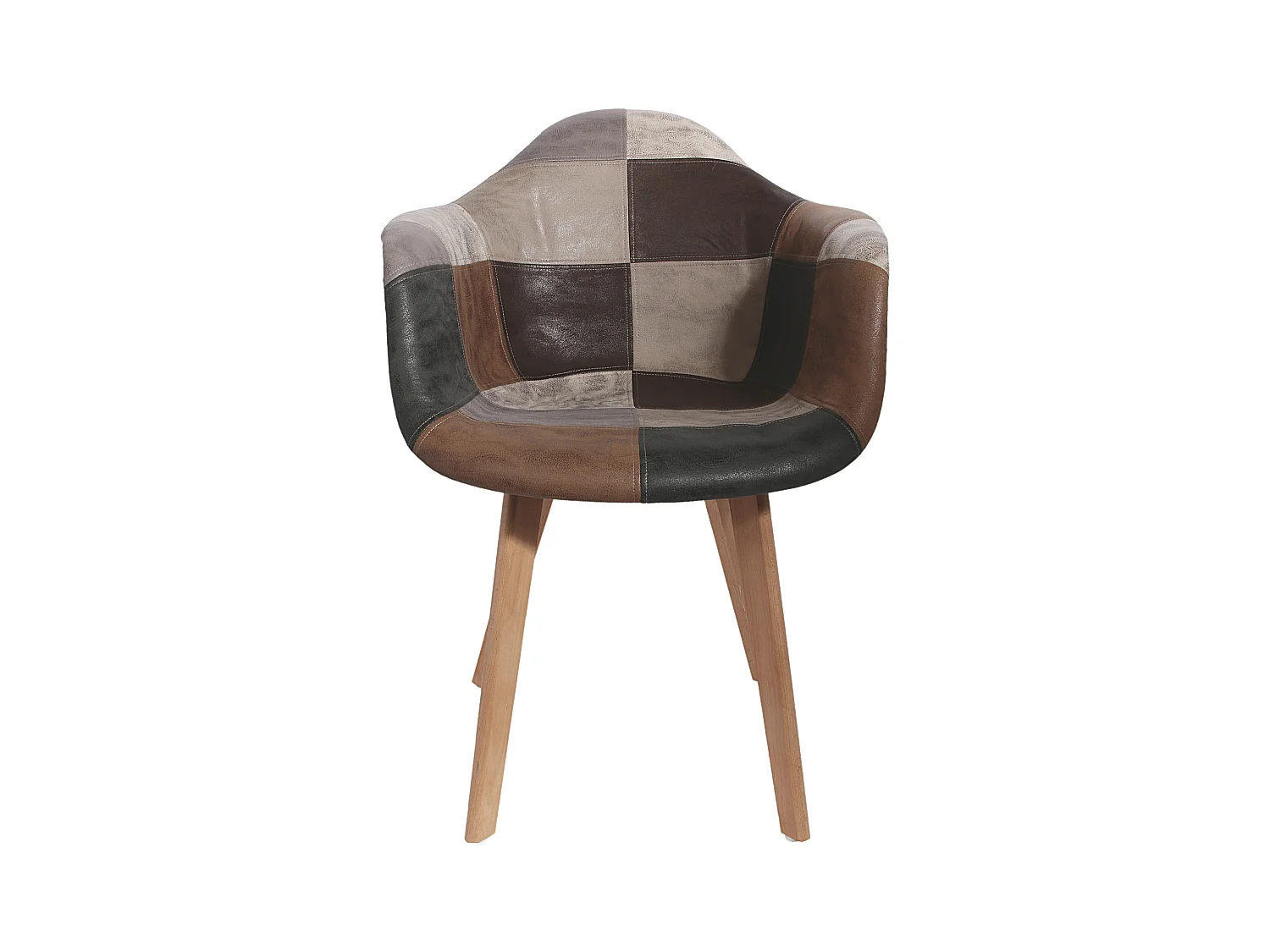 Fauteuil Patchwork Pu - Lot De 2 Marron