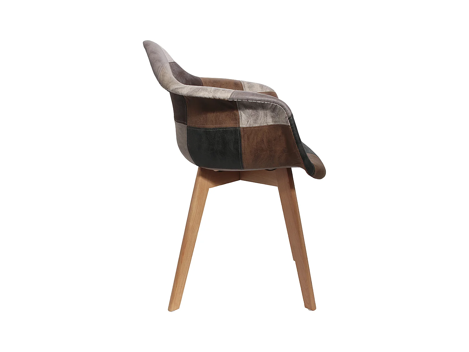 Fauteuil Patchwork Pu - Lot De 2 Marron