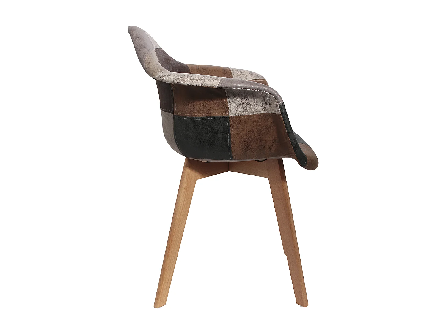 Fauteuil Patchwork Pu - Lot De 2 Marron