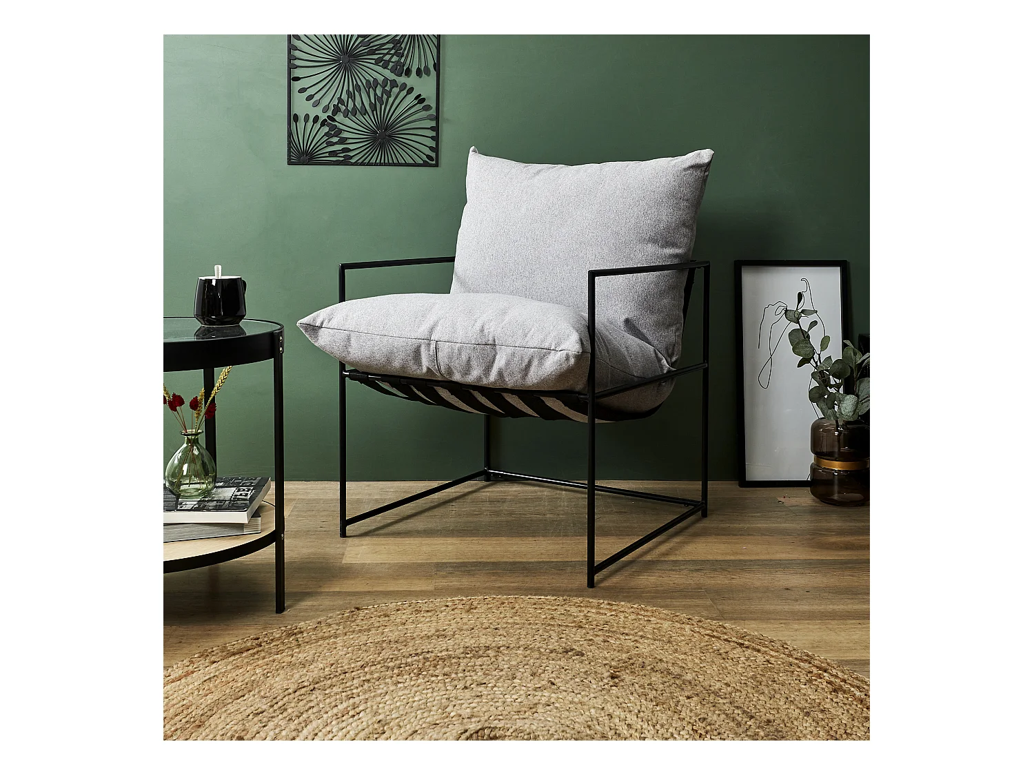 Fauteuil Jonas Gris, Noir