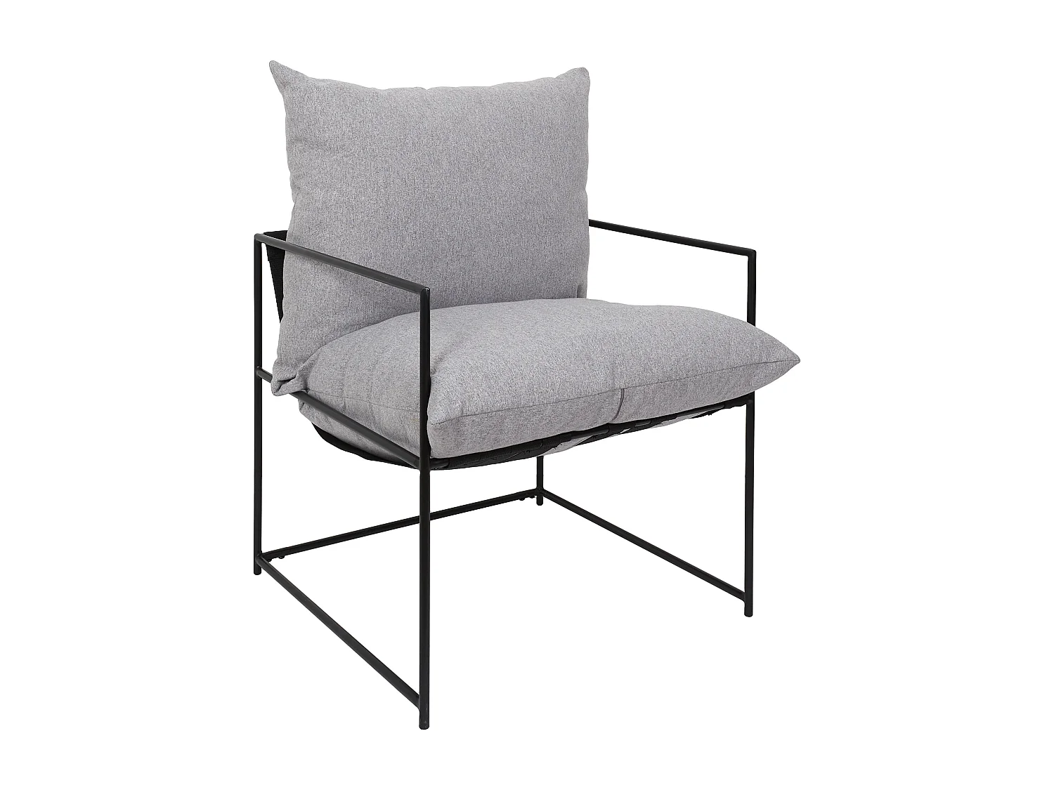 Fauteuil Jonas Metal Tissus Gris, Noir