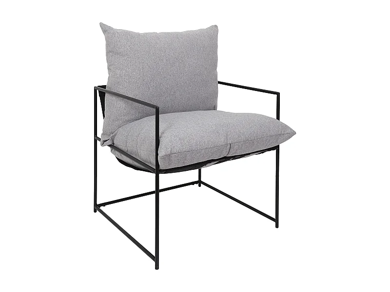 Fauteuil Jonas Metal Tissus Gris, Noir