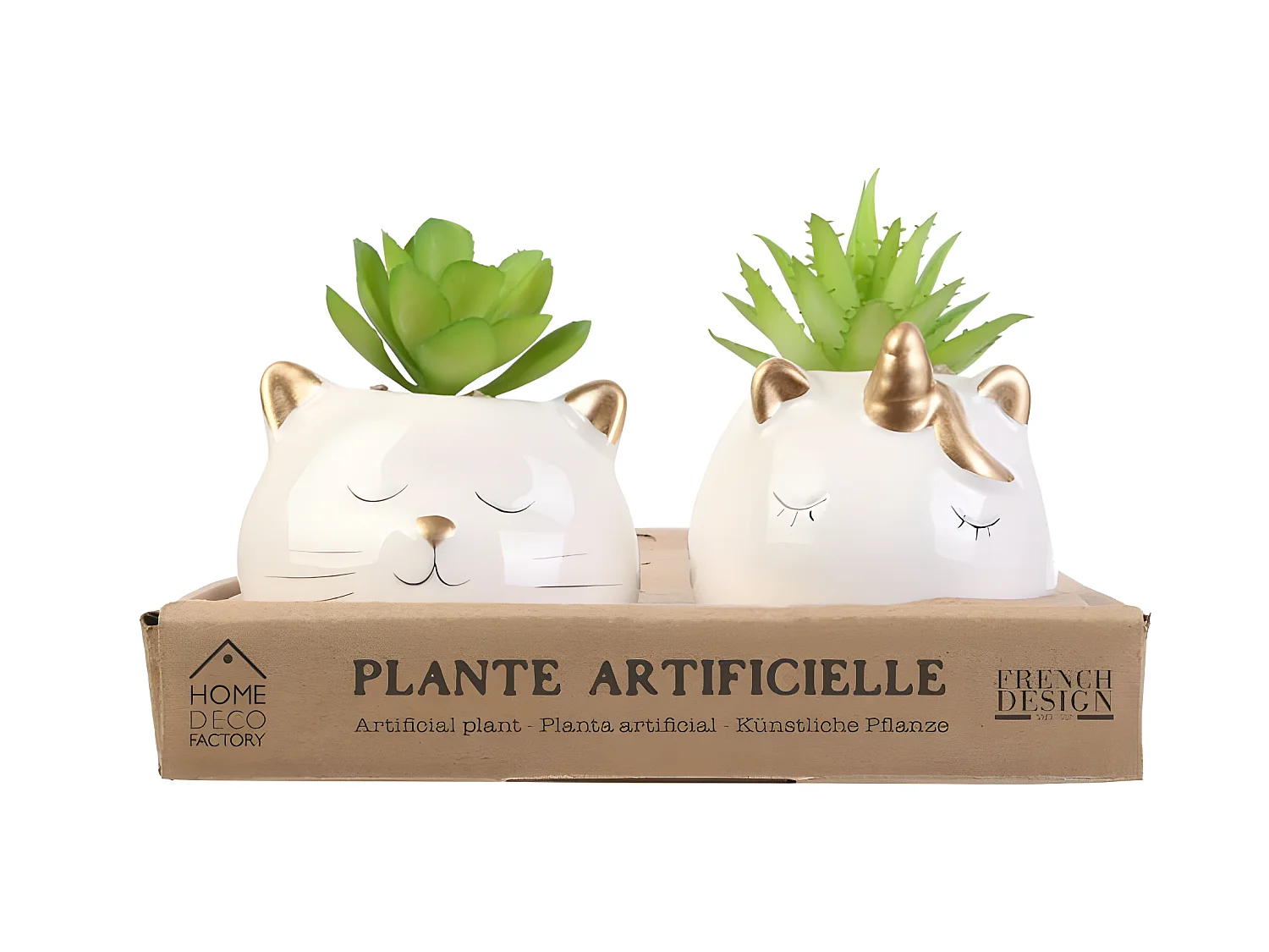 Plante Artificielle Chat Et Licorne Ceramique 6 D86