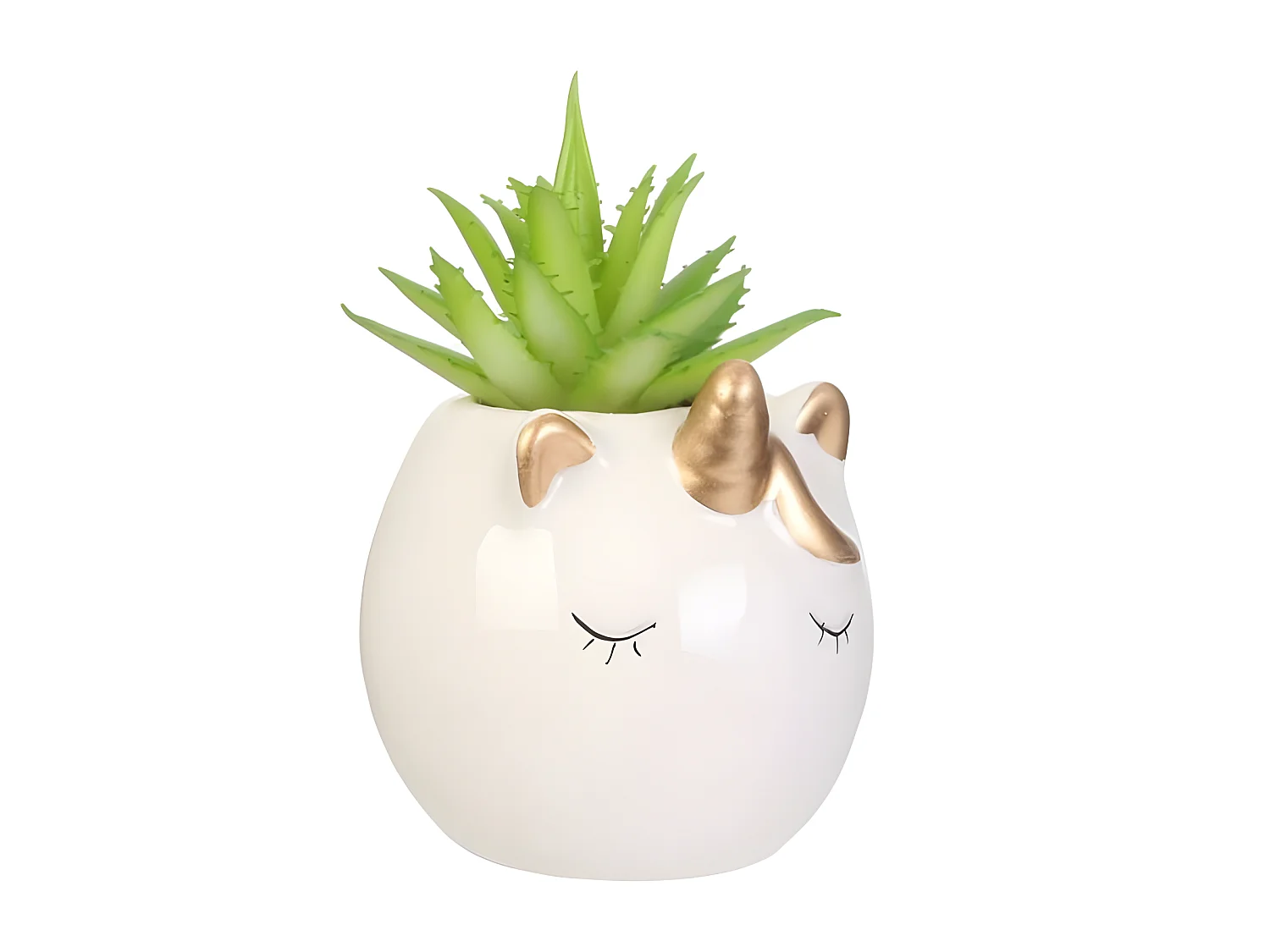 Plante Artificielle Chat Et Licorne Ceramique 6 D86