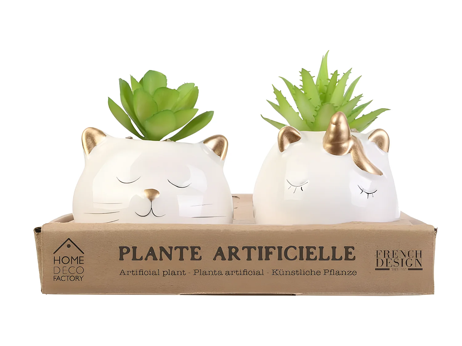 Plante Artificielle Chat Et Licorne Ceramique 6 D86