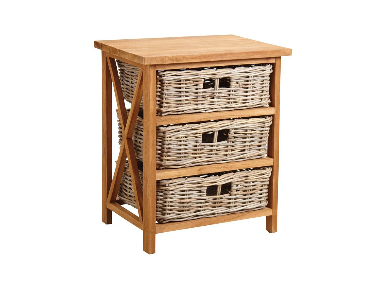 Commode 3 tiroirs en teck et poelet