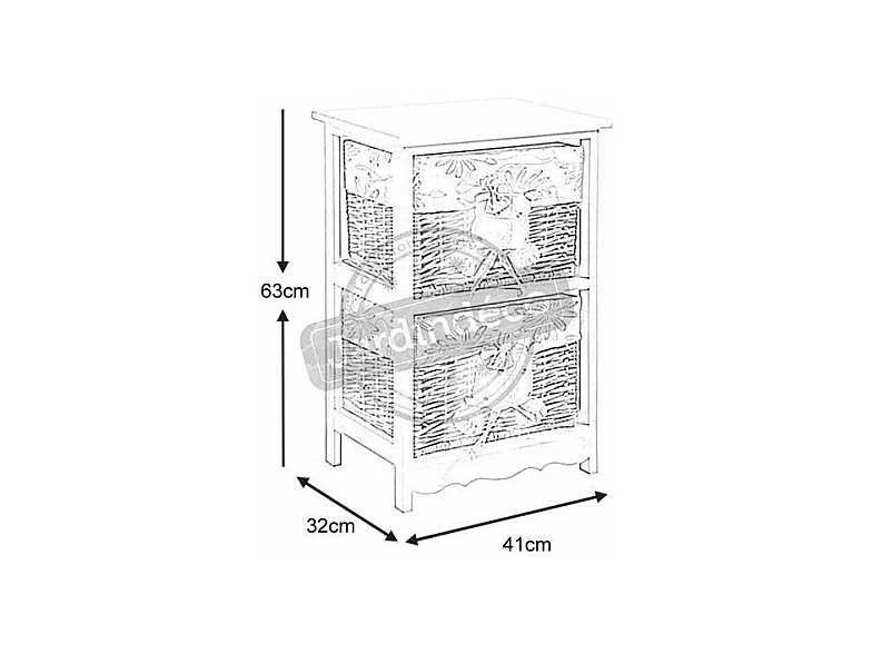 Commode 2 tiroirs Hippopotames