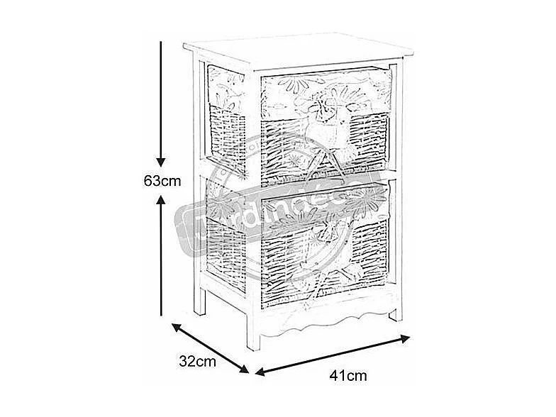 Commode 2 tiroirs Hippopotames