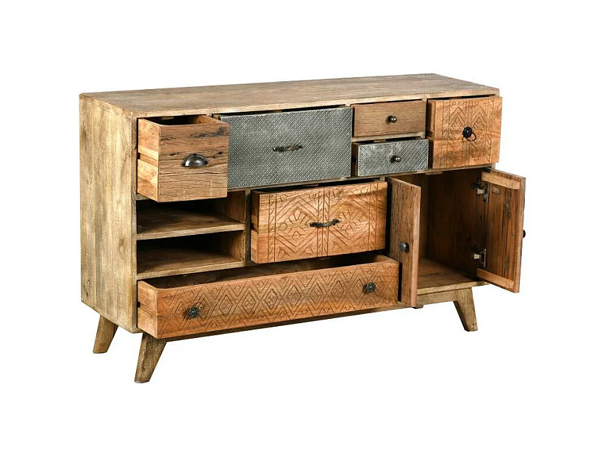 Commode en manguier et métal Zouma 120 x 35 x 76 cm
