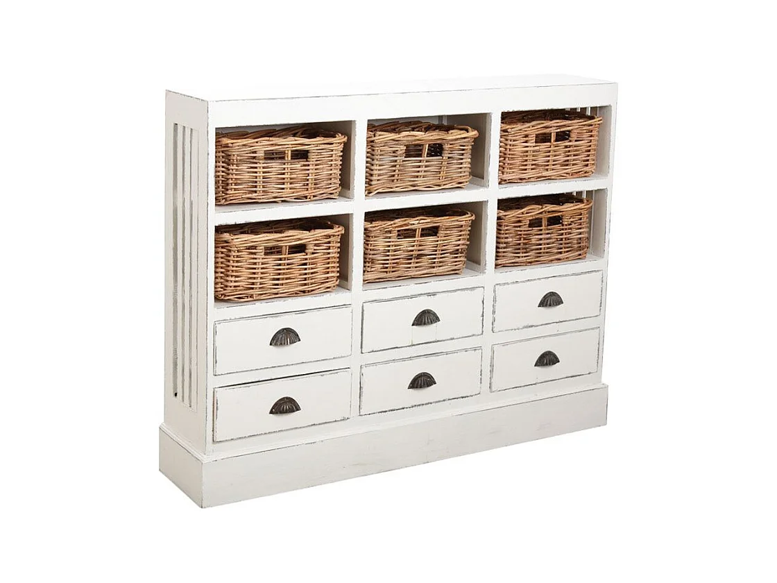 Commode en bois blanc antique et poelet