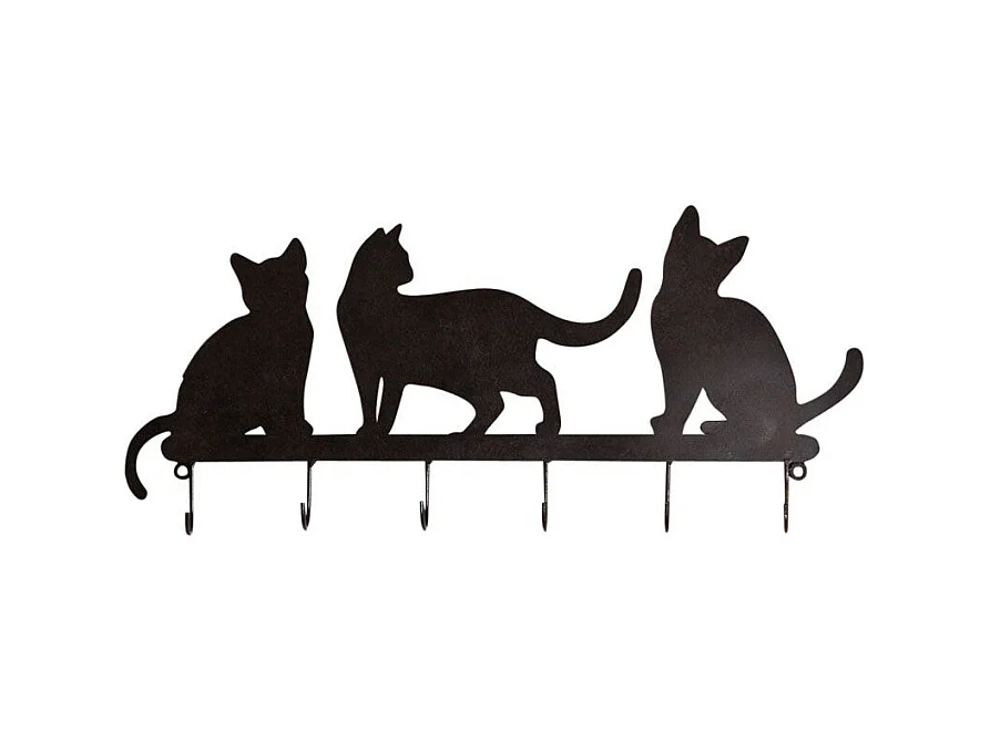 Patère chat laqué noir