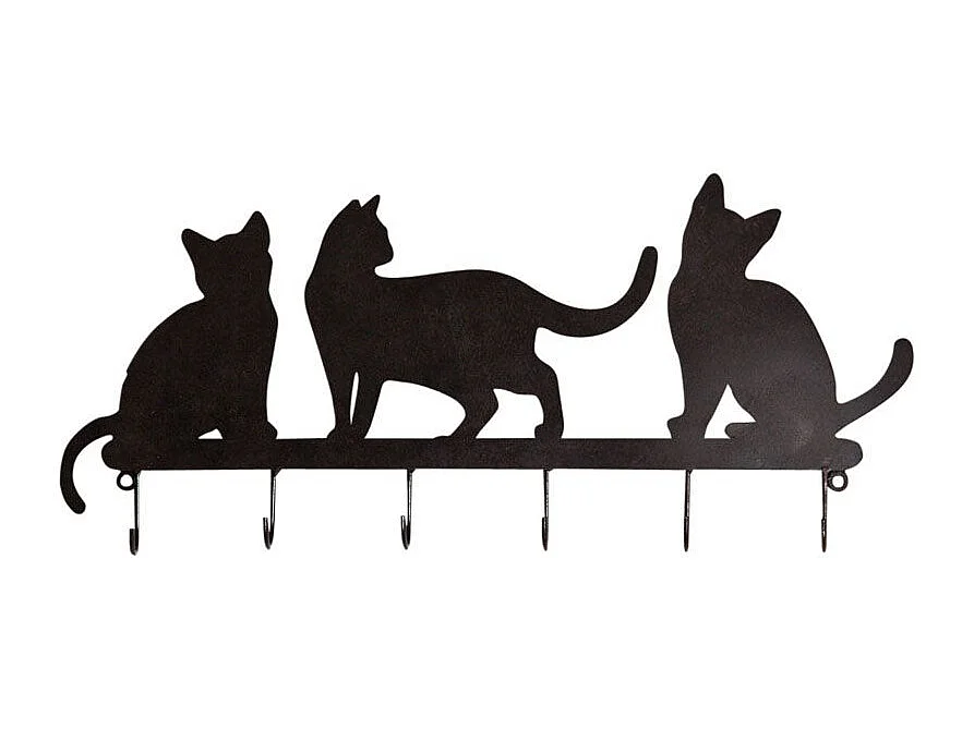 Patère chat laqué noir