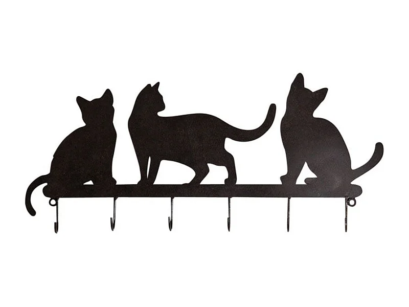 Patère chat laqué noir