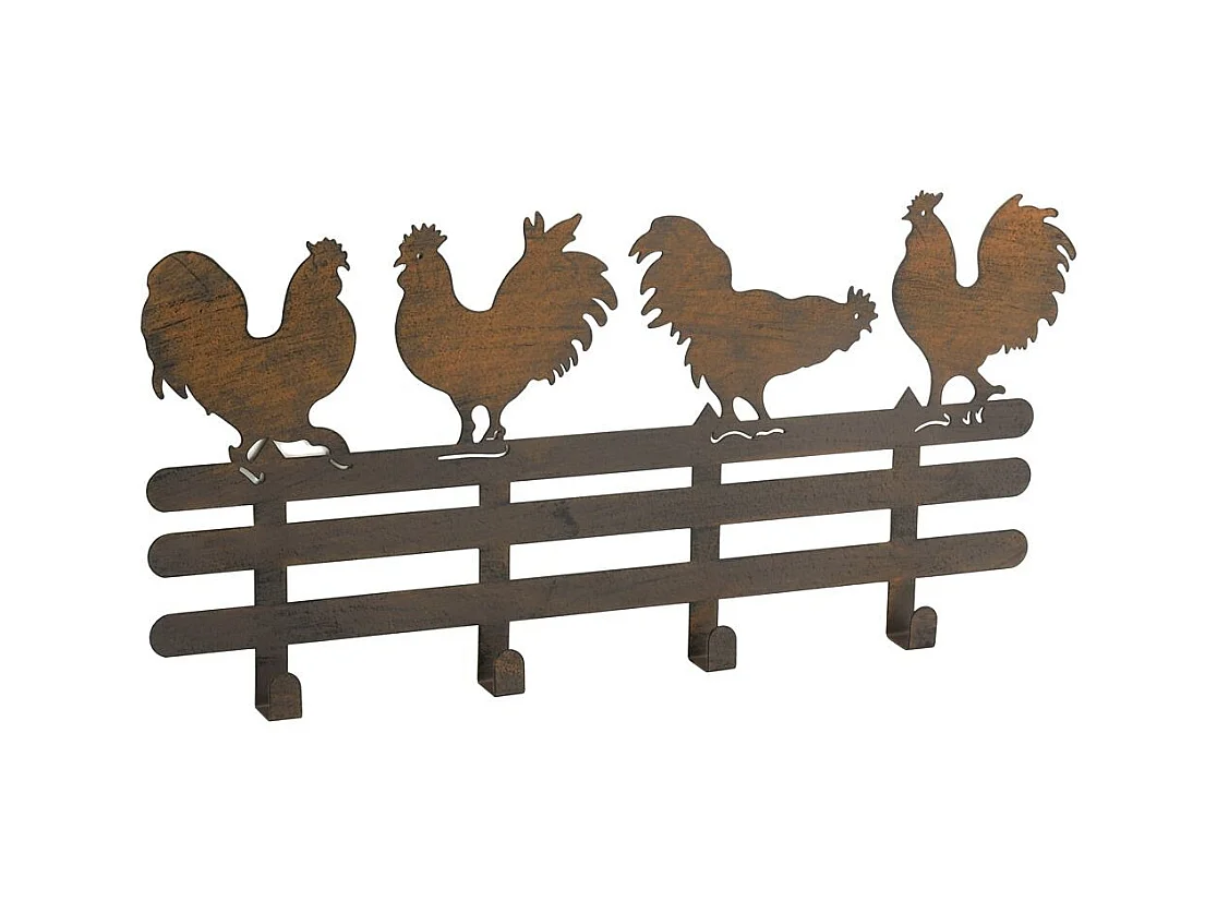 Patère en métal rouillé Coq