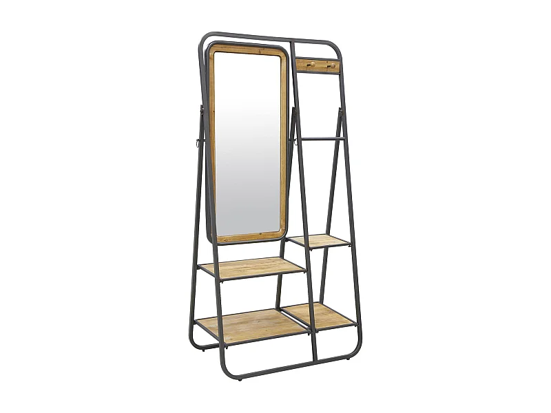 Vestiaire en pin et métal avec miroir
