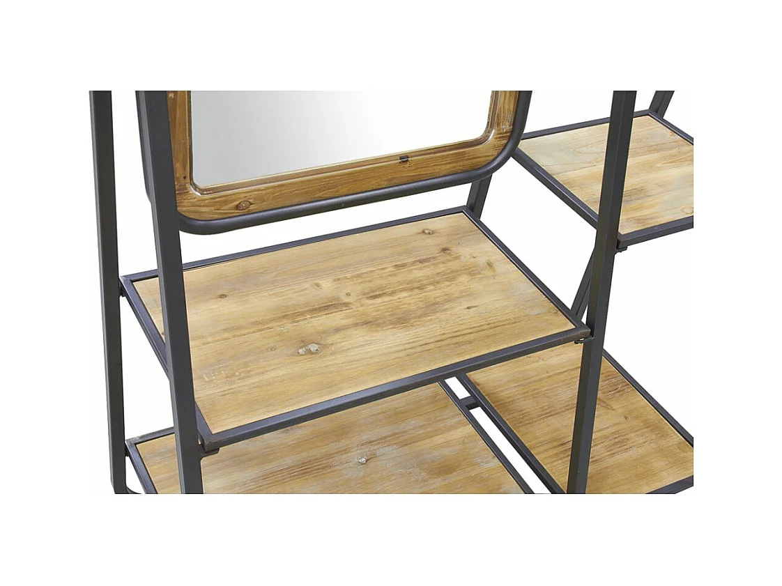 Vestiaire en pin et métal avec miroir